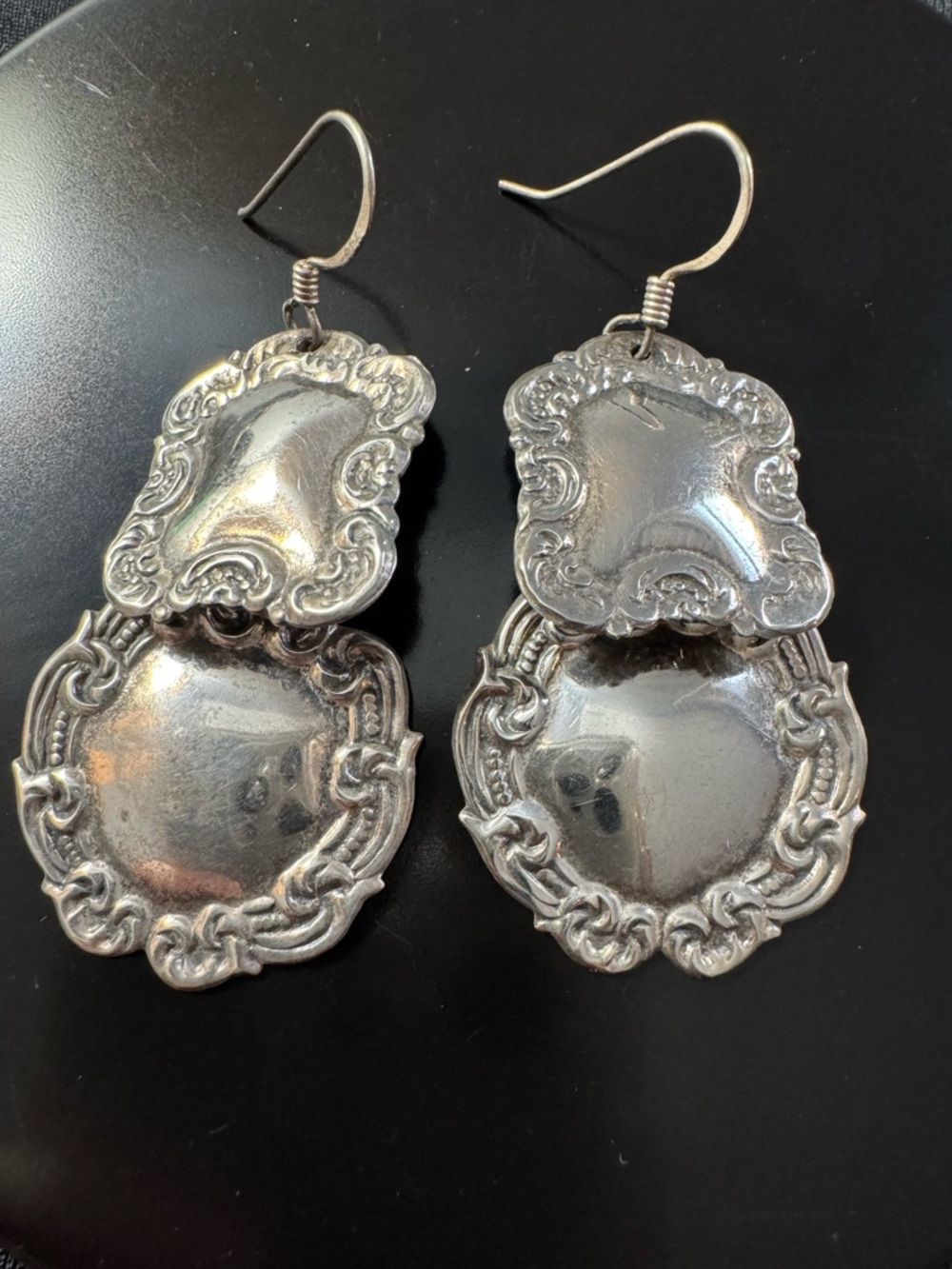 Vintage Style Sterling Silver Baroque Scroll Earrings